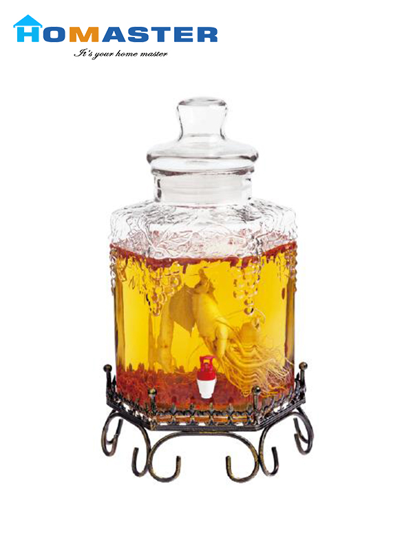 Soda Lime Glass Water Dispenser with Metal Base