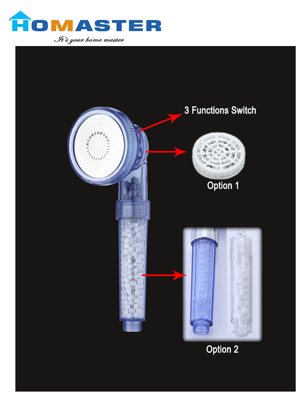 Plastic Three Modes Shower head with filter cartridge
